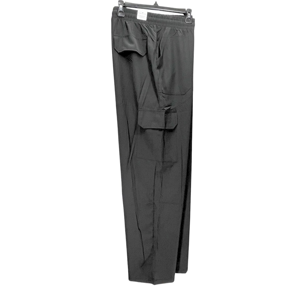 Black Straight‎ Cargo Pants Size L Elastic Waist Drawstring Pockets Dictionary